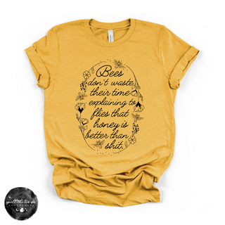 Honey is better than shit funny bee graphic tee yellow gold