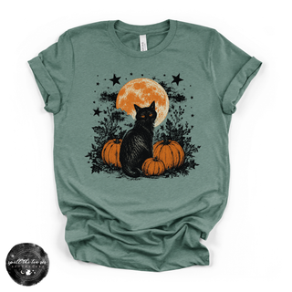 Cat in the Pumpkin Patch Tee | Cozy Autumn Black Cat Graphic T-Shirt