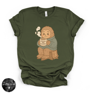 Steamy and elusive Bigfoot graphic tee Bella Canvas shirt green