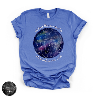 Stardust in our souls celestial graphic tee blue
