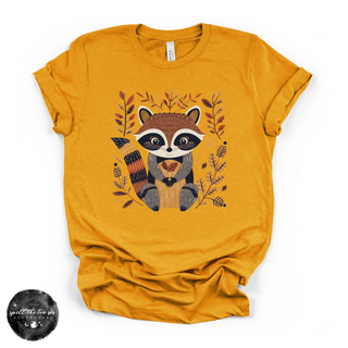 Fall Cartoon Raccoon Tee | Cute Autumn Trash Panda Graphic T-Shirt