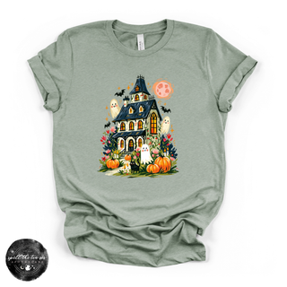 Fun Halloween Haunted House Tee | Vintage Spooky House Graphic T-Shirt