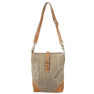 Plain Canvas & Leather Crossbody Bag With Buckle