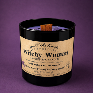 Witchy Woman Intention Candle | Black Violet & Saffron Halloween Soy Candle
