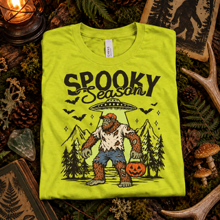 Spooky Season Bigfoot Alien Crossover Tee | Funny Cryptid Halloween Graphic T-Shirt