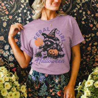 Feral Girl Halloween Tee | Funny Raccoon Graphic T-Shirt