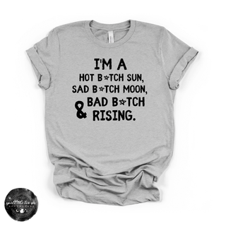 Sun moon rising astrology graphic tee Bella Canvas shirt grey