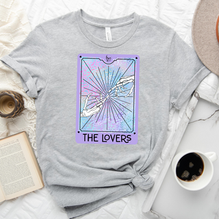 The Lovers Tarot Card Skeleton Hands - Athletic Heather Bella Canvas T Shirt