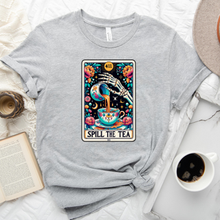 Spill The Tea Tarot Card - Athletic Heather Bella Canvas T Shirt