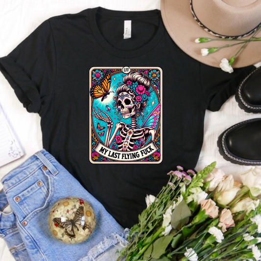 Last Flying F*ck Tarot Card - Black Bella Canvas T Shirt