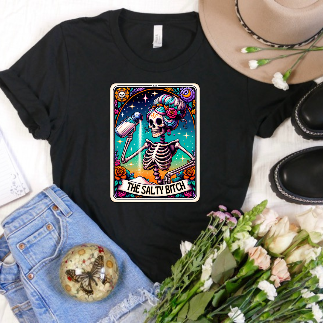 Salty B*tch Tarot Card - Black Bella Canvas T Shirt