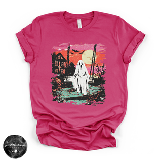 Ghost Sunset Tee | Retro Halloween Ghost Graphic T-Shirt
