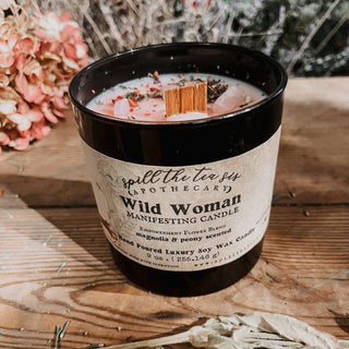 floral goddess candle with wood wick