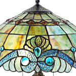 20"H Jasmine Blue  & Green Stained Glass Table Lamp