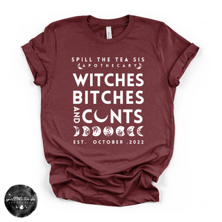 Witches, Btches & Cnts Tee ( WHITE DESIGN) | Bold Witchy Statement Graphic T-Shirt