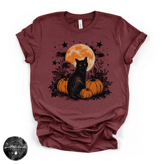 Cat in the Pumpkin Patch Tee | Cozy Autumn Black Cat Graphic T-Shirt