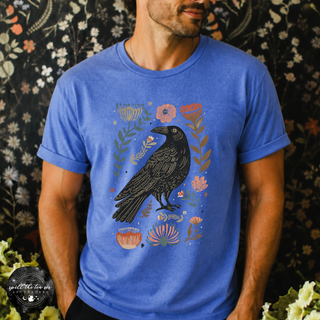 Floral Raven Tee | Gothic Botanical Raven Graphic T-Shirt