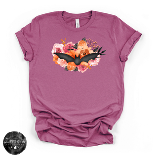 Floral Bat Tee | Botanical Halloween Bat Graphic T-Shirt