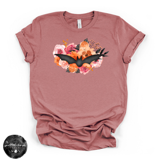Floral Bat Tee | Botanical Halloween Bat Graphic T-Shirt