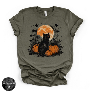 Cat in the Pumpkin Patch Tee | Cozy Autumn Black Cat Graphic T-Shirt