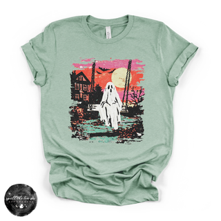 Ghost Sunset Tee | Retro Halloween Ghost Graphic T-Shirt