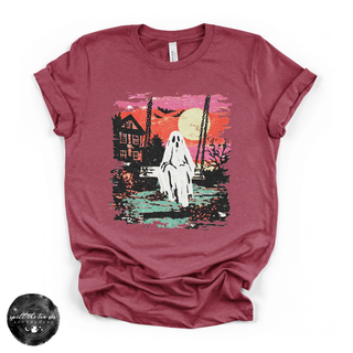 Ghost Sunset Tee | Retro Halloween Ghost Graphic T-Shirt