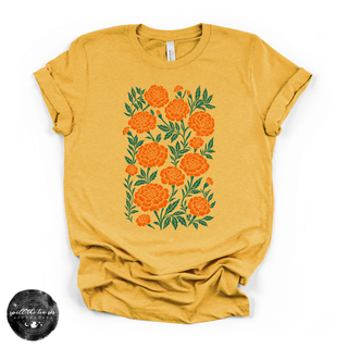 Marigold Tee | Botanical Floral Graphic T-Shirt