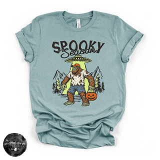 Spooky Season Bigfoot Alien Crossover Tee | Funny Cryptid Halloween Graphic T-Shirt