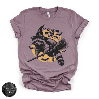 Season of the Witch Raccoon Tee | Witchy Trash Panda Halloween Graphic T-Shirt