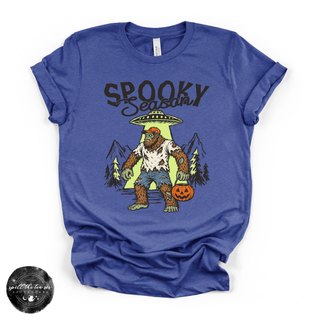 Spooky Season Bigfoot Alien Crossover Tee | Funny Cryptid Halloween Graphic T-Shirt