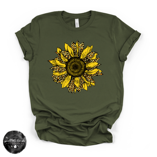 Cheetah Sunflower Tee | Boho Floral Leopard Print Graphic T-Shirt