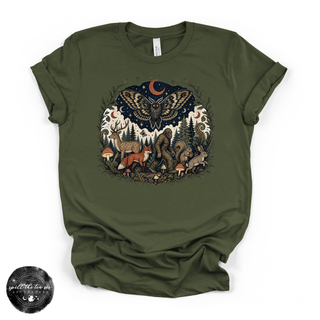 Cryptid Strolling in the Forest Tee | Bigfoot Woodland Graphic T-Shirt