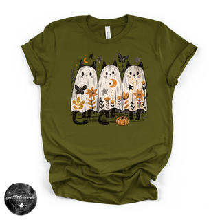 Ghost Cat Trio Tee | Cute Halloween Black Cat Graphic T-Shirt