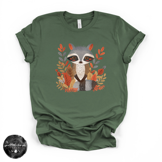 Fall Cartoon Raccoon Tee | Cute Autumn Trash Panda Graphic T-Shirt