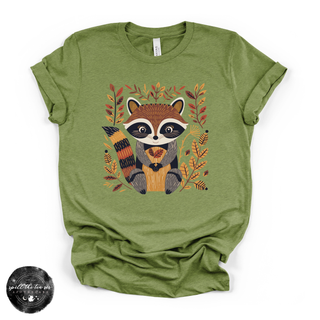 Fall Cartoon Raccoon Tee 2 | Cute Autumn Trash Panda Graphic T-Shirt