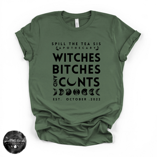 Witches, Btches & Cnts Tee ( BLACK DESIGN) | Bold Witchy Statement Graphic T-Shirt