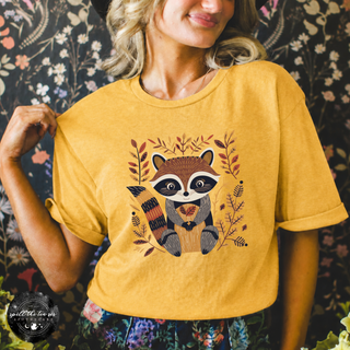 Fall Cartoon Raccoon Tee 2 | Cute Autumn Trash Panda Graphic T-Shirt