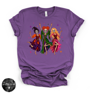 Sanderson Sister Skeletons Tee | Witchy Halloween Skeleton Graphic T-Shirt