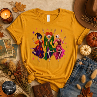 Sanderson Sister Skeletons Tee | Witchy Halloween Skeleton Graphic T-Shirt