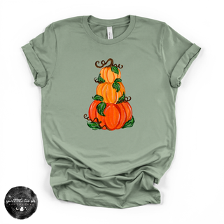 Pumpkin Trio Stack Tee | Vintage Autumn Pumpkin Graphic T-Shirt