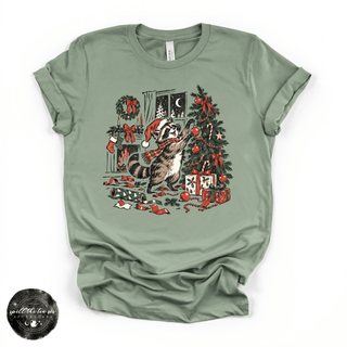 Raccoon Christmas Tee | Funny Festive Raccoon Graphic T-Shirt