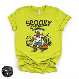 Spooky Season Bigfoot Alien Crossover Tee | Funny Cryptid Halloween Graphic T-Shirt