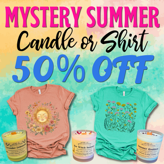 50% OFF Mystery Summer T-Shirt or  Candle