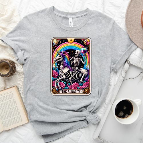 The Audacity Unicorn Tarot Card - Athletic Heather Bella Canvas T Shirt