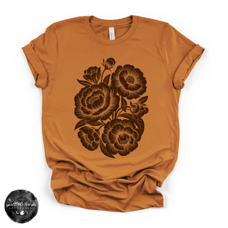 Brown Rose Tee | Vintage Botanical Floral Graphic T-Shirt