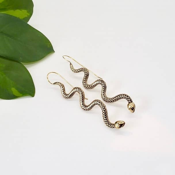 Brass Serpent Earring