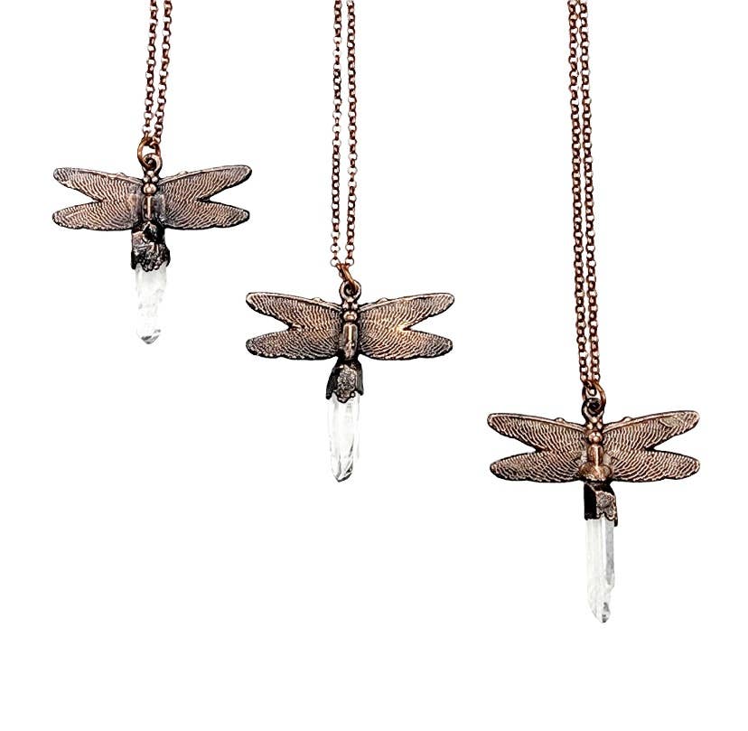 Quartz Crystal Dragonfly Necklace