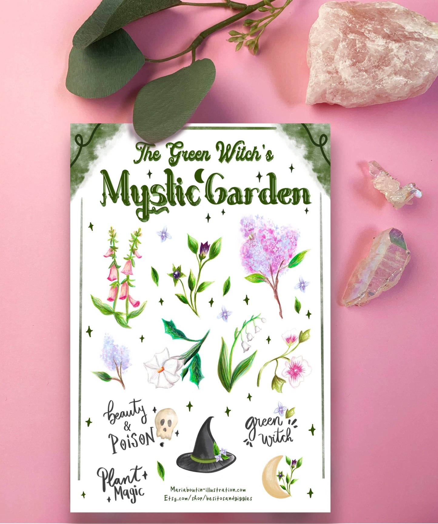 Green Witch mystic garden sticker sheet/Poisonous flowers