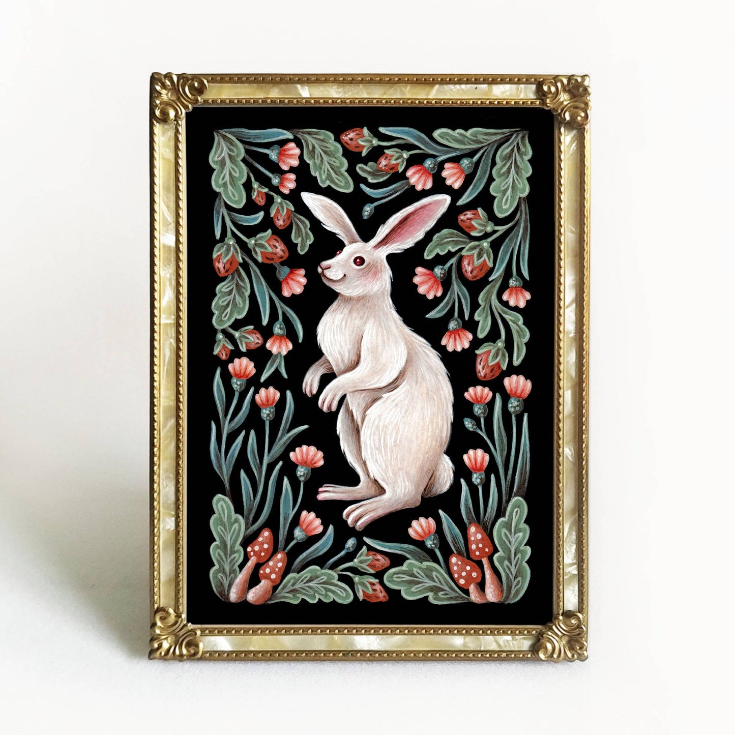 Bunny Rabbit Art Print Folk Decor
