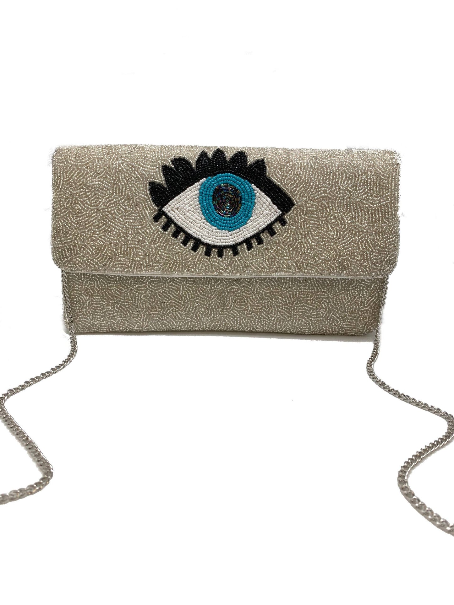 Evil Eye Beaded Clutch Bag